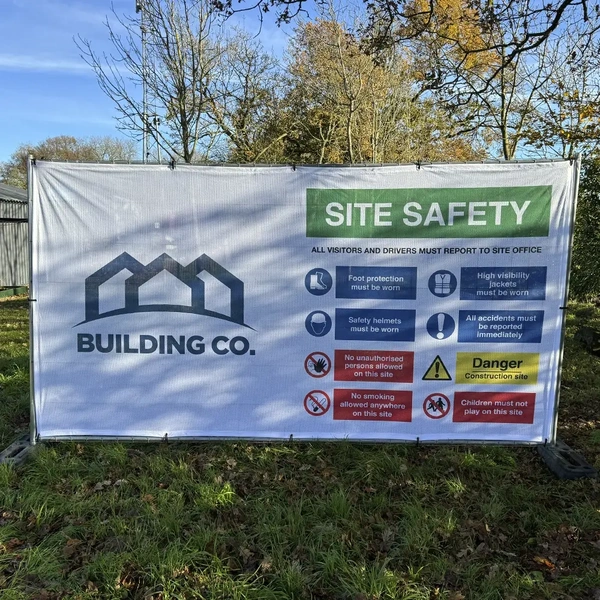 Heras Fencing Banners - AirMesh PVC With Square Corners
